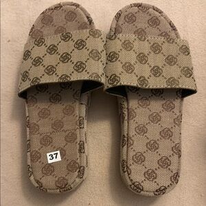 SHEIN Brown Sandals with Open Back Design